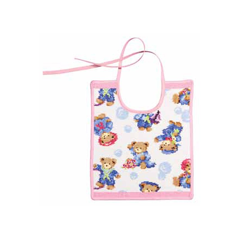 Салфетка с завязками (нагрудник) Feiler Mini LITTLE SKIPPERS 25x30: светлое поле с медвежатами-моряками, голубая кайма, вырез под шею и две завязки