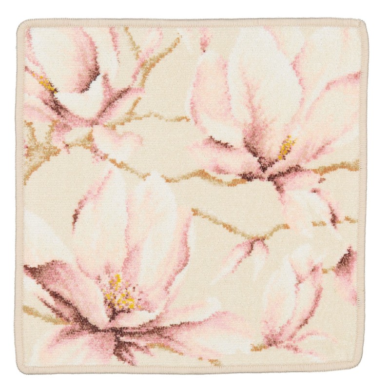 Салфетка Feiler BELLE FLEUR 30x30 на светлом фоне: кремовое поле с крупными розовыми магнолиями
