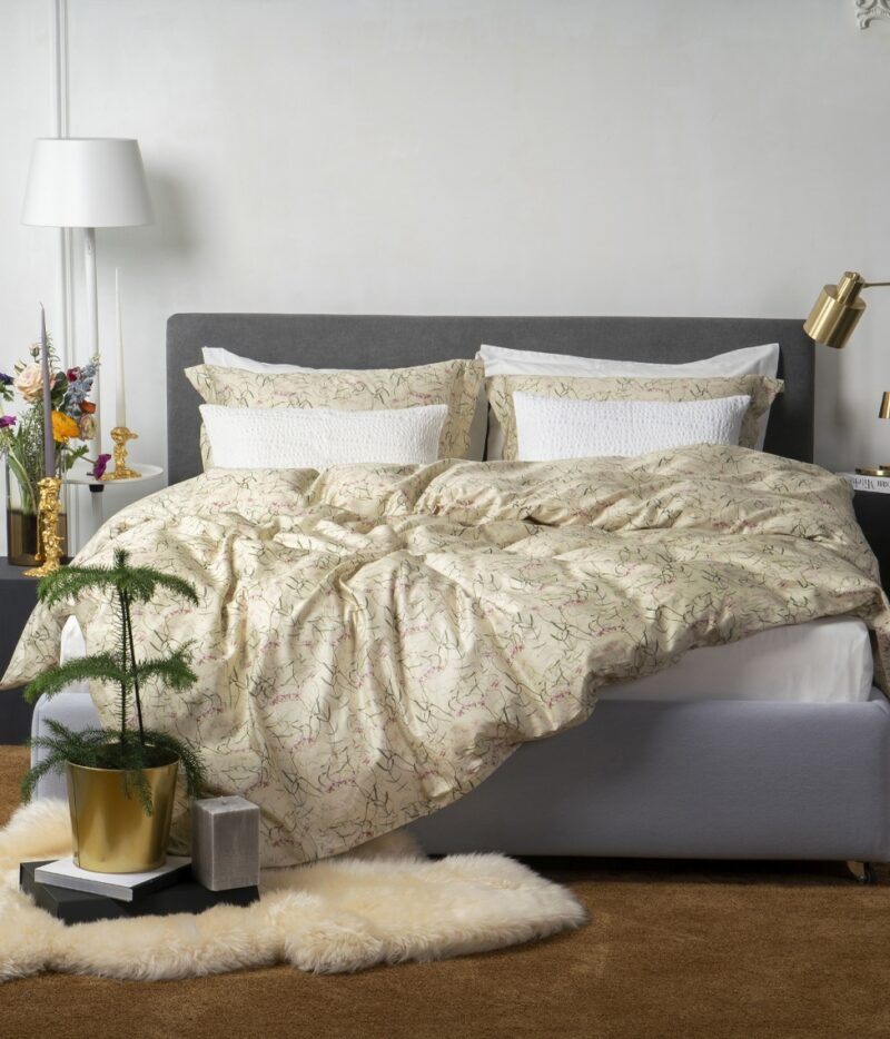 Комплект постельного белья DecoFlux DREAMY ECRU, растительный узор на кремовом фоне