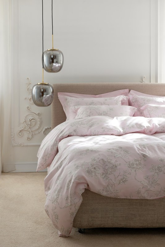 Комплект постельного белья DecoFlux EDEN LIGHT PINK, растительный узор на светло-розовом фоне