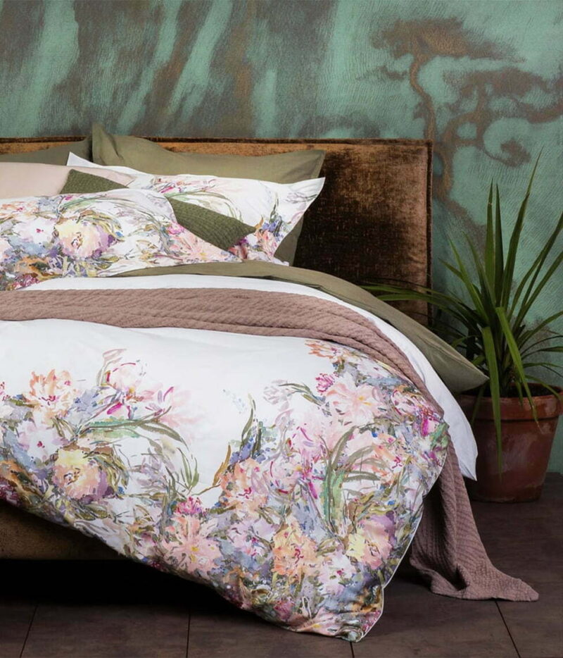 Комплект постельного белья DecoFlux FLORAL SENSE WHITE, цветочный принт на белом фоне