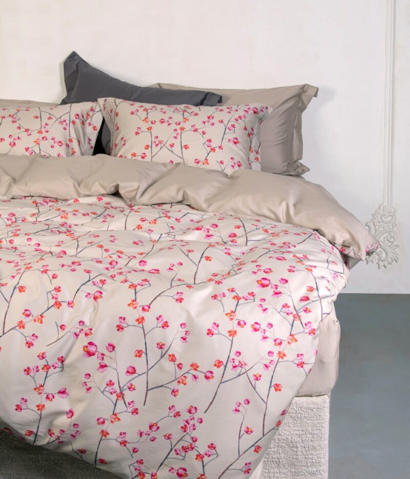 Комплект постельного белья DecoFlux INSPIRED WHITE, растительный узор на кремовом фоне