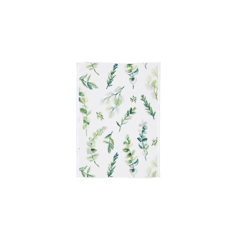 Детское полотенце Feiler Mini GENTLE LEAVES 37x50 на светлом фоне: белое поле с веточками эвкалипта